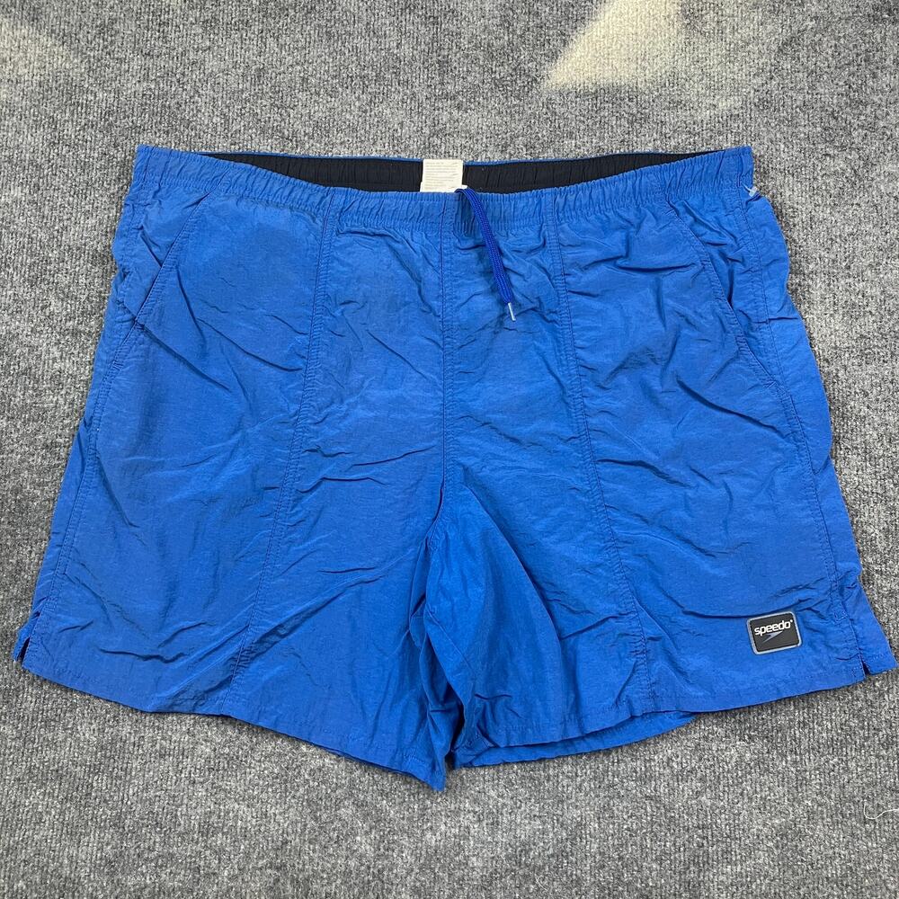 Speedo‎ Swim Trunks Mens Size L Blue Nylon Mesh Lined Drawstring Athletic Beach